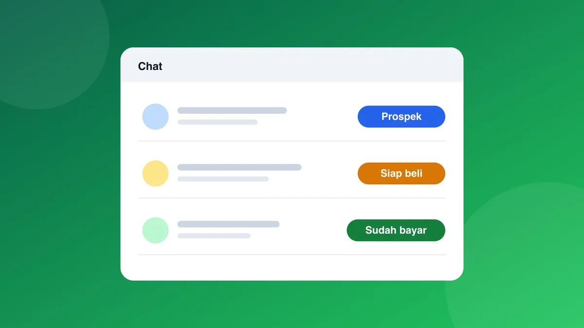 Daftar chat WhatsApp Business dengan label Prospek, Siap beli, dan Sudah bayar